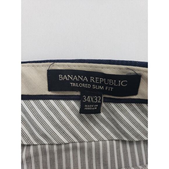 Banana Republic Tailored Slim Fit Wool Blue Plaid Pants Men's 34"x32" Office - Picture 3 of 9